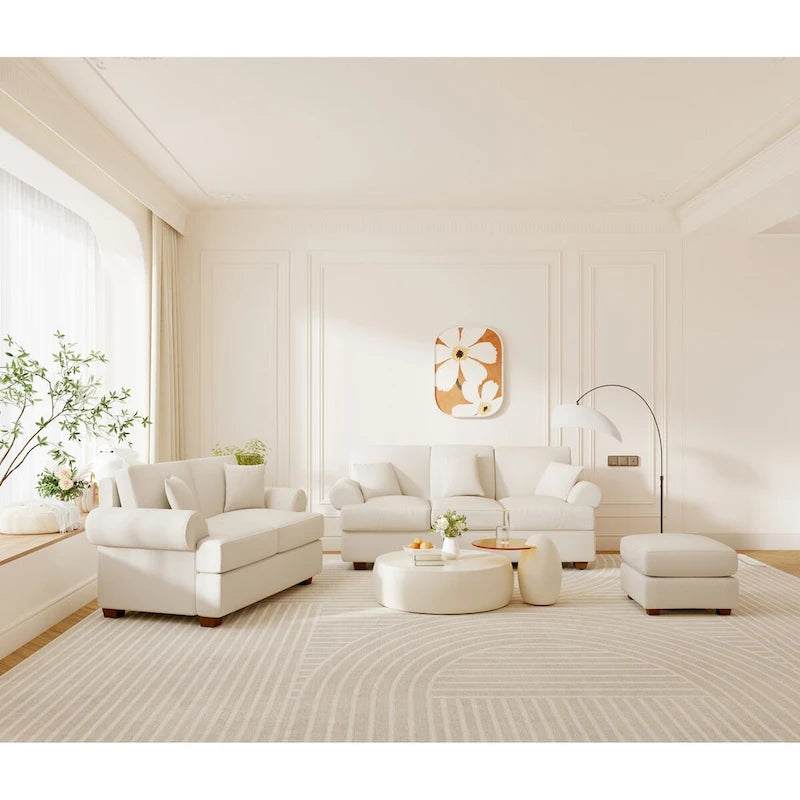 66" Linen Fabric Loveseat Sofa - Solid Wood Frame with High-Density Cushions - Modern 2-3 Seater for Living Room