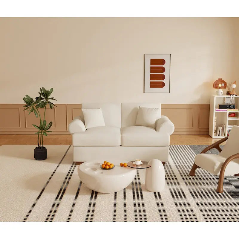 66" Linen Fabric Loveseat Sofa - Solid Wood Frame with High-Density Cushions - Modern 2-3 Seater for Living Room