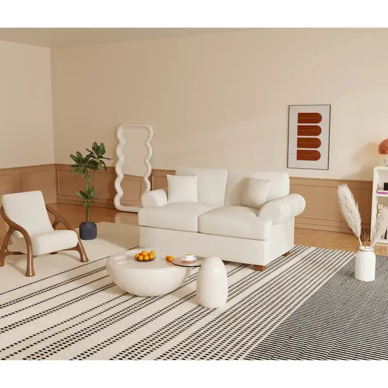 66" Linen Fabric Loveseat Sofa - Solid Wood Frame with High-Density Cushions - Modern 2-3 Seater for Living Room