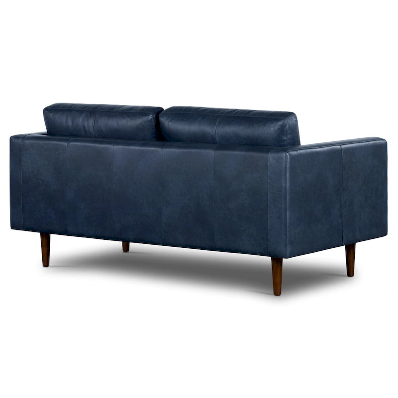 72" Full Grain Italian Leather Sofa - Feather Down Cushions with High-Density Foam - Solid Wood Frame Apartment Couch