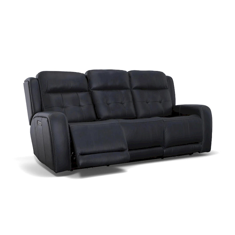 87" Leather Power Reclining Sofa with Power Headrests, USB Ports, Tufted Back, DualFlex Spring System