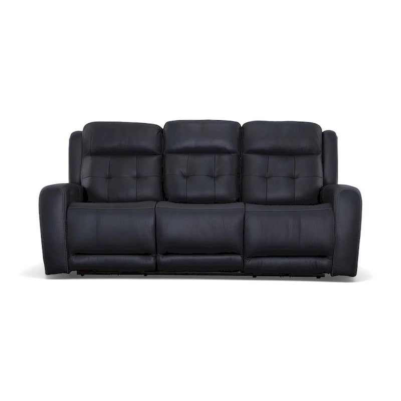 87" Leather Power Reclining Sofa with Power Headrests, USB Ports, Tufted Back, DualFlex Spring System