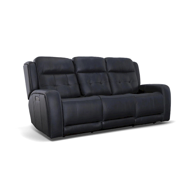 87" Leather Power Reclining Sofa with Power Headrests, USB Ports, Tufted Back, DualFlex Spring System