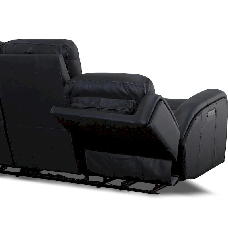 87" Leather Power Reclining Sofa with Power Headrests, USB Ports, Tufted Back, DualFlex Spring System