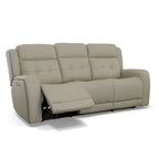 87" Leather Power Reclining Sofa with Power Headrests, USB Ports, Tufted Back, DualFlex Spring System