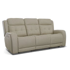 87" Leather Power Reclining Sofa with Power Headrests, USB Ports, Tufted Back, DualFlex Spring System