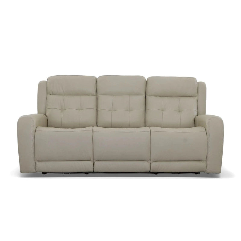 87" Leather Power Reclining Sofa with Power Headrests, USB Ports, Tufted Back, DualFlex Spring System
