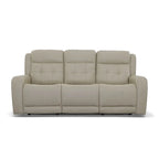 87" Leather Power Reclining Sofa with Power Headrests, USB Ports, Tufted Back, DualFlex Spring System