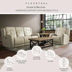 87" Leather Power Reclining Sofa with Power Headrests, USB Ports, Tufted Back, DualFlex Spring System