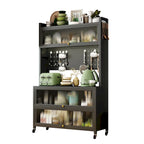 Kitchen Storage Cabinet with Wheels - Baker's Rack, Microwave Shelf, Double Doors, 250kg Capacity, 360° Casters