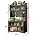 Kitchen Storage Cabinet with Wheels - Baker's Rack, Microwave Shelf, Double Doors, 250kg Capacity, 360° Casters
