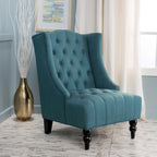 Button-Tufted Wingback Accent Chair with Diamond Stitching, Birch Wood Legs, Contemporary Design, 27.5"W x 33.75"D x 38.5"H