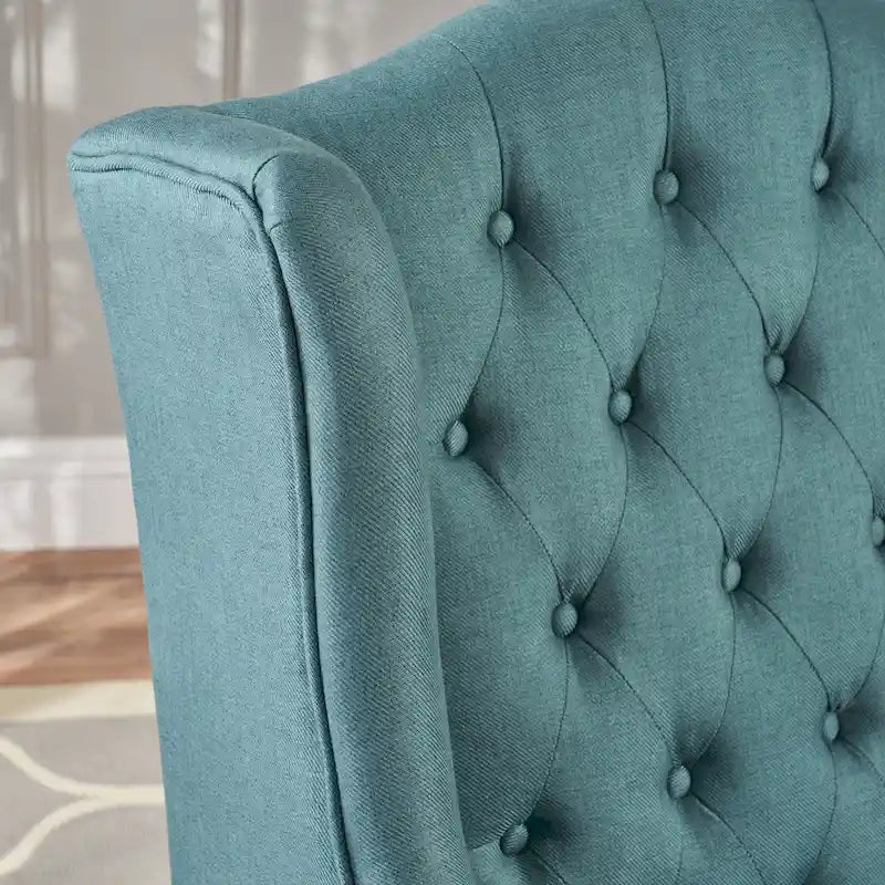 Button-Tufted Wingback Accent Chair with Diamond Stitching, Birch Wood Legs, Contemporary Design, 27.5"W x 33.75"D x 38.5"H