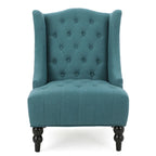 Button-Tufted Wingback Accent Chair with Diamond Stitching, Birch Wood Legs, Contemporary Design, 27.5"W x 33.75"D x 38.5"H