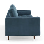 Mid-Century Modern Performance Velvet Sofa Button Tufted Solid Wood Frame Tapered Legs with Bolster Pillows