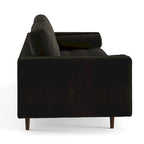 Mid-Century Modern Performance Velvet Sofa Button Tufted Solid Wood Frame Tapered Legs with Bolster Pillows