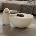 Nesting 42 Modern Round Creamy White Coffee Table, 2 pieces for Living Room - 62