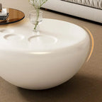 42" Nesting Coffee Table Set - 2 Pieces, Round, Cream White, Tempered Glass Top, Cat Paw Design, Modern Style