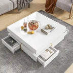 31.5" High Gloss Coffee Table with 4 Drawers - Particle Board, UV Veneer, 180lbs Capacity, Black/White Options