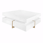 31.5" High Gloss Coffee Table with 4 Drawers - Particle Board, UV Veneer, 180lbs Capacity, Black/White Options