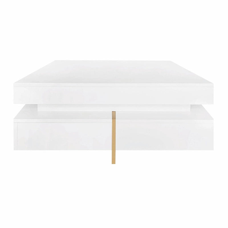 31.5" High Gloss Coffee Table with 4 Drawers - Particle Board, UV Veneer, 180lbs Capacity, Black/White Options