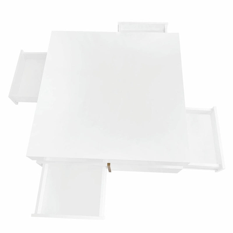 31.5" High Gloss Coffee Table with 4 Drawers - Particle Board, UV Veneer, 180lbs Capacity, Black/White Options