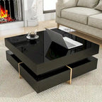 31.5" High Gloss Coffee Table with 4 Drawers - Particle Board, UV Veneer, 180lbs Capacity, Black/White Options