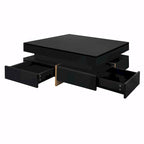 31.5" High Gloss Coffee Table with 4 Drawers - Particle Board, UV Veneer, 180lbs Capacity, Black/White Options