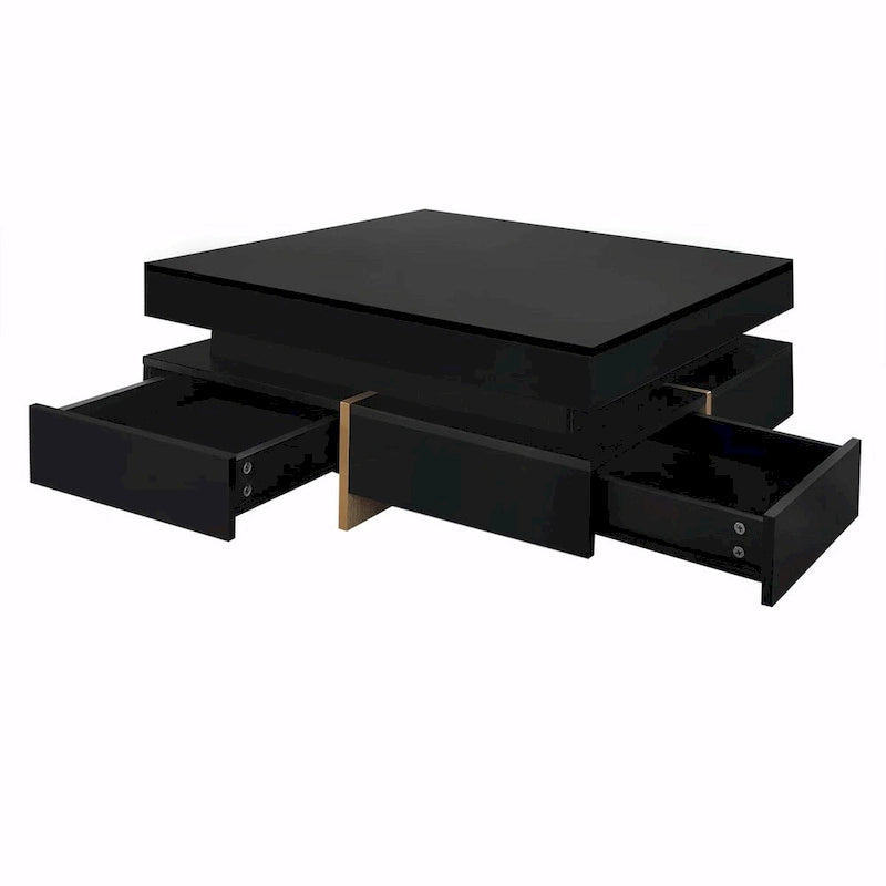 31.5" High Gloss Coffee Table with 4 Drawers - Particle Board, UV Veneer, 180lbs Capacity, Black/White Options