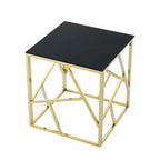 20" End Table with Tempered Glass Top - Gold Metal Frame, 120lbs Capacity, 8mm Glass, Modern Style, Easy Assembly