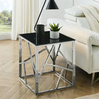 20" End Table with Tempered Glass Top - Gold Metal Frame, 120lbs Capacity, 8mm Glass, Modern Style, Easy Assembly