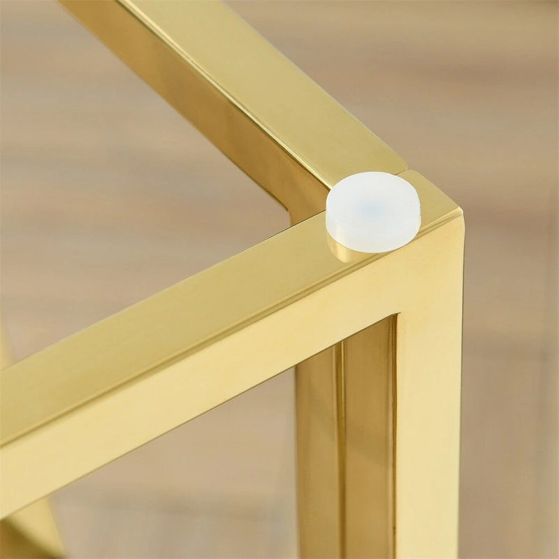 20" End Table with Tempered Glass Top - Gold Metal Frame, 120lbs Capacity, 8mm Glass, Modern Style, Easy Assembly