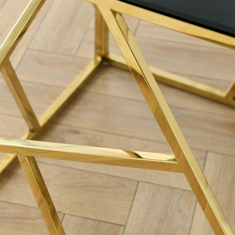 20" End Table with Tempered Glass Top - Gold Metal Frame, 120lbs Capacity, 8mm Glass, Modern Style, Easy Assembly