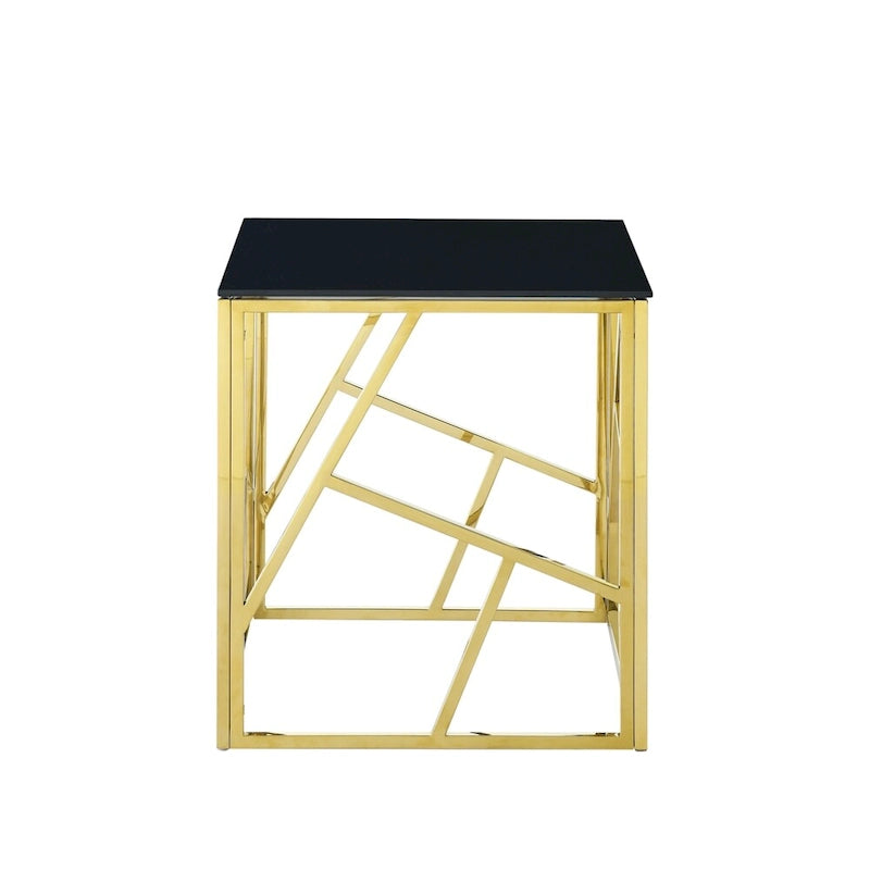 20" End Table with Tempered Glass Top - Gold Metal Frame, 120lbs Capacity, 8mm Glass, Modern Style, Easy Assembly