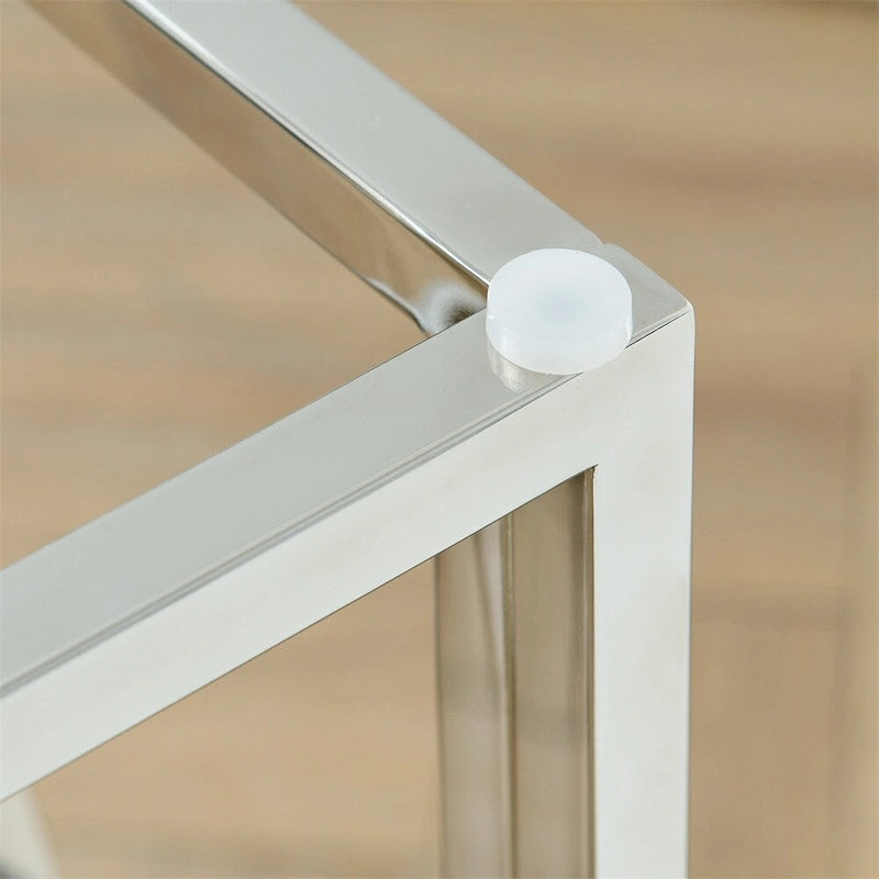 20" End Table with Tempered Glass Top - Gold Metal Frame, 120lbs Capacity, 8mm Glass, Modern Style, Easy Assembly