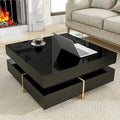 31.5" High Gloss Coffee Table with 4 Drawers - Particle Board, 180lbs Capacity, 2-Tier, Modern Style
