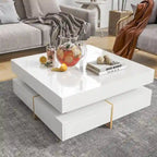 31.5" High Gloss Coffee Table with 4 Drawers - Particle Board, 180lbs Capacity, 2-Tier, Modern Style