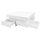 31.5" High Gloss Coffee Table with 4 Drawers - Particle Board, 180lbs Capacity, 2-Tier, Modern Style