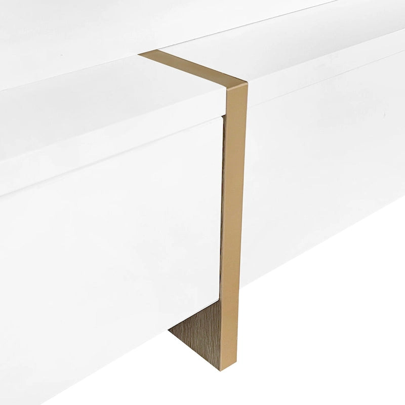 31.5" High Gloss Coffee Table with 4 Drawers - Particle Board, 180lbs Capacity, 2-Tier, Modern Style