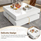 31.5" High Gloss Coffee Table with 4 Drawers - Particle Board, 180lbs Capacity, 2-Tier, Modern Style