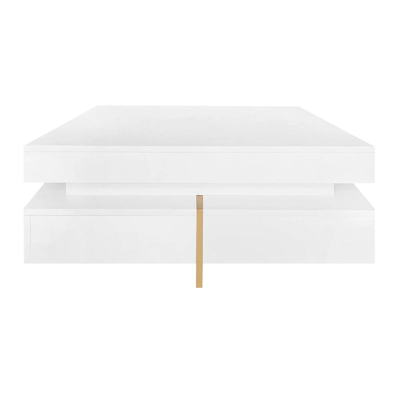 31.5" High Gloss Coffee Table with 4 Drawers - Particle Board, 180lbs Capacity, 2-Tier, Modern Style