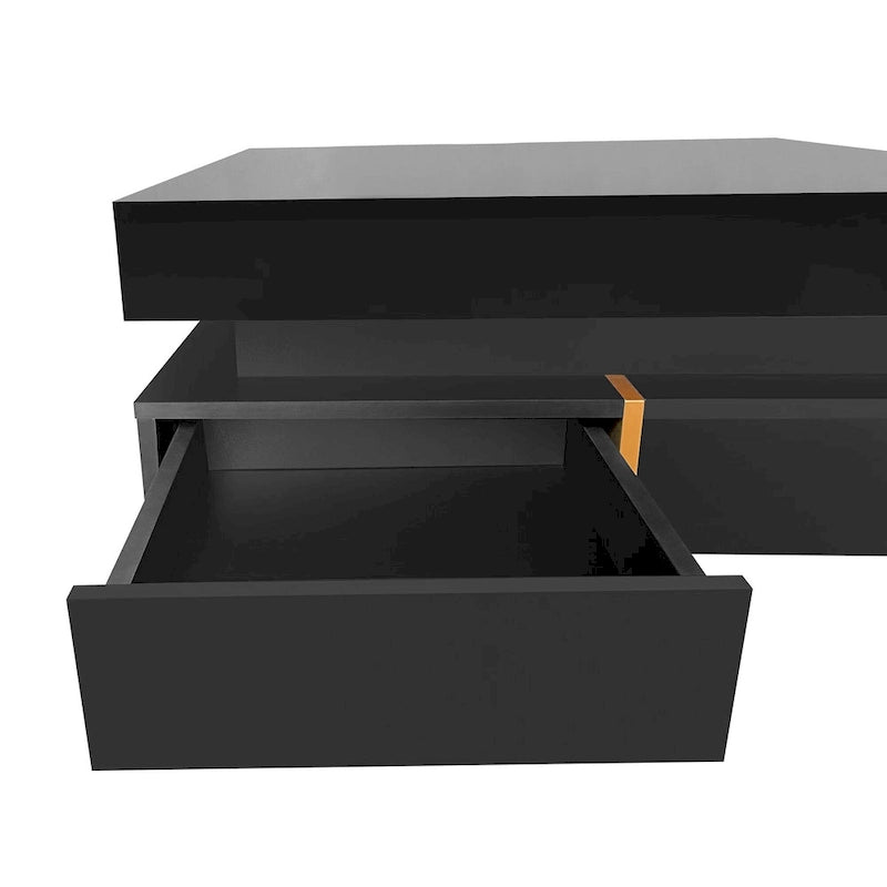 31.5" High Gloss Coffee Table with 4 Drawers - Particle Board, 180lbs Capacity, 2-Tier, Modern Style