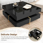 31.5" High Gloss Coffee Table with 4 Drawers - Particle Board, 180lbs Capacity, 2-Tier, Modern Style