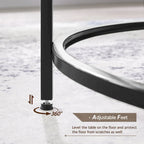 36" Round Glass Top Coffee Table - Tempered Glass, Iron Frame, Storage Shelf, 99lb Capacity, 2 Color Options