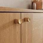 63" Oak Sideboard Cabinet - USA Oak Veneers, Adjustable Shelves, Cable Management, Japandi Style, Whisky Tone