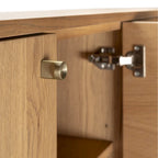 63" Oak Sideboard Cabinet - USA Oak Veneers, Adjustable Shelves, Cable Management, Japandi Style, Whisky Tone