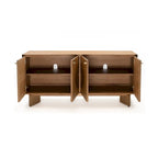 63" Oak Sideboard Cabinet - USA Oak Veneers, Adjustable Shelves, Cable Management, Japandi Style, Whisky Tone