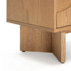 63" Oak Sideboard Cabinet - USA Oak Veneers, Adjustable Shelves, Cable Management, Japandi Style, Whisky Tone