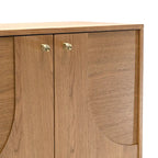 63" Oak Sideboard Cabinet - USA Oak Veneers, Adjustable Shelves, Cable Management, Japandi Style, Whisky Tone