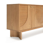 63" Oak Sideboard Cabinet - USA Oak Veneers, Adjustable Shelves, Cable Management, Japandi Style, Whisky Tone